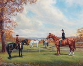 1967 Equestrian painting depic