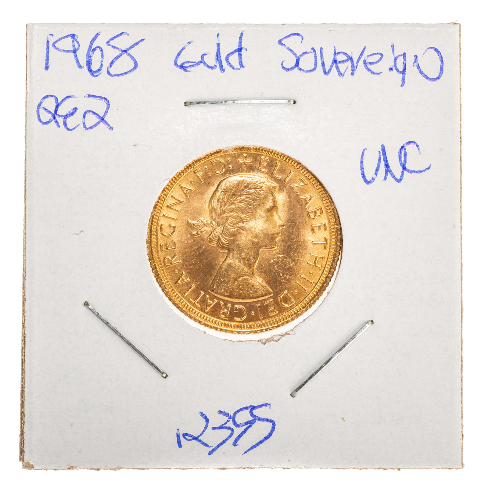 1968 QE2 GOLD SOVEREIGN UNC AGW -
