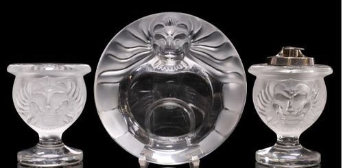 1970'S 3PC SMOKE SET BY LALIQUE