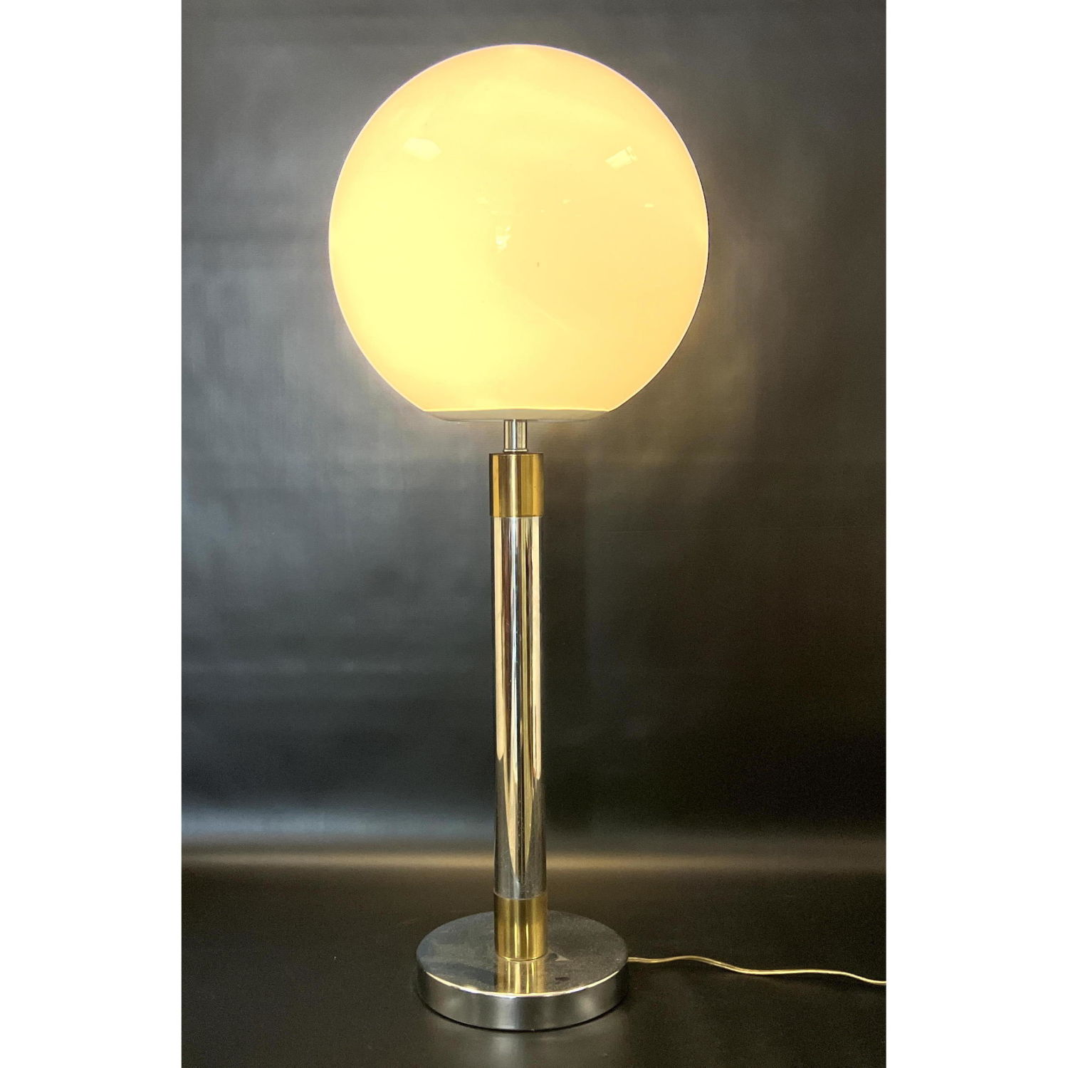 1970s Chrome and Brass Table Lamp