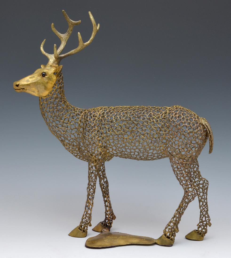 1970S MEXICAN BRASS DEER, LUCIANO