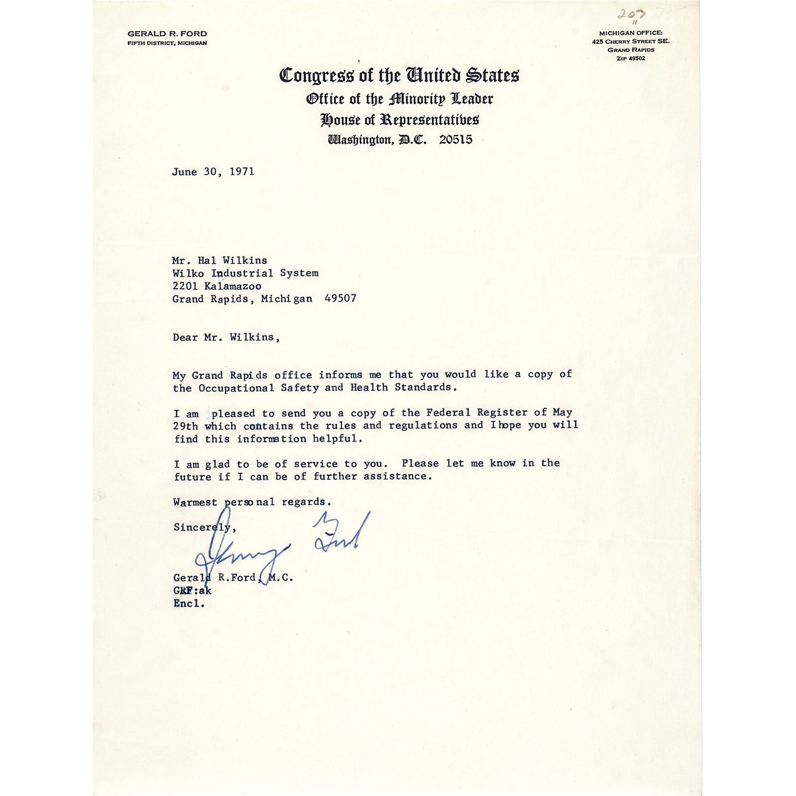 1971 GERALD R. FORD AS HOUSE
