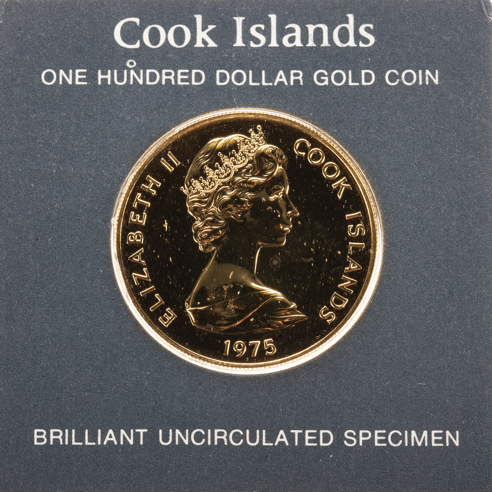 1975 COOK ISLANDS $100 GOLD UNC 9.6