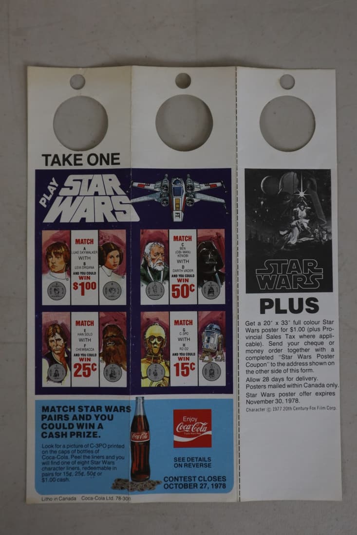 1977 CANADIAN COCA COLA STAR WARS