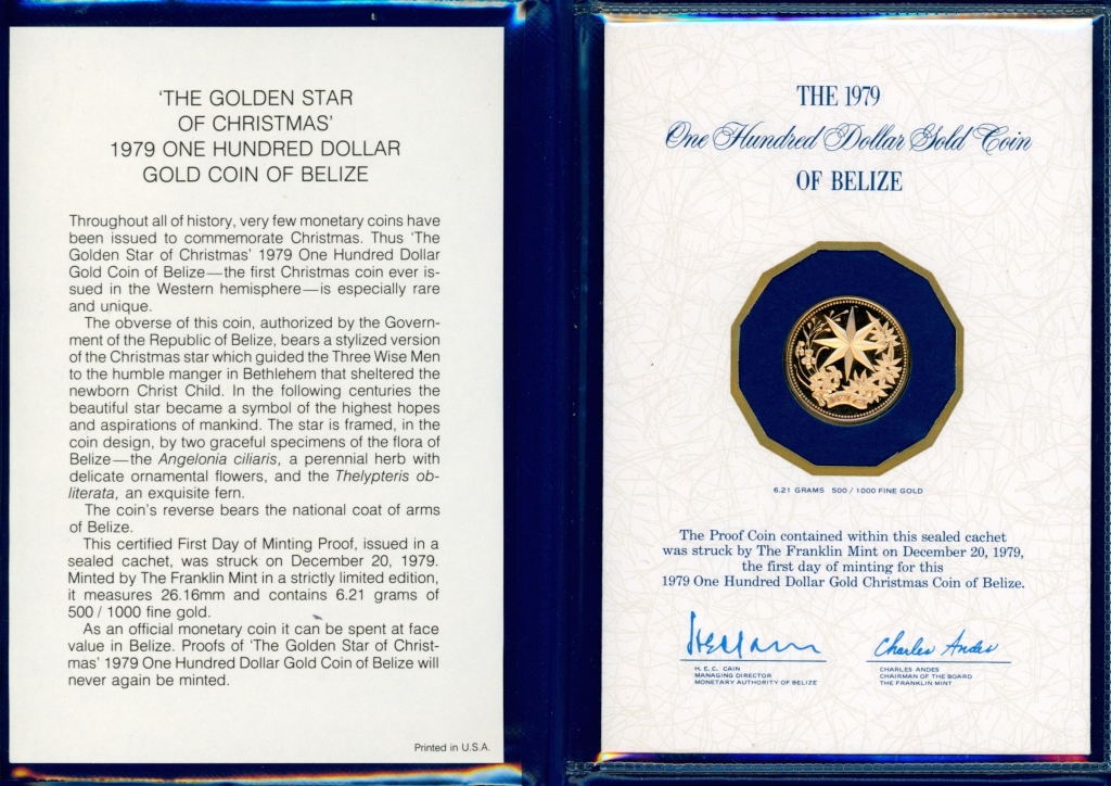 1979 BELIZE $100 GOLD PROOF COIN