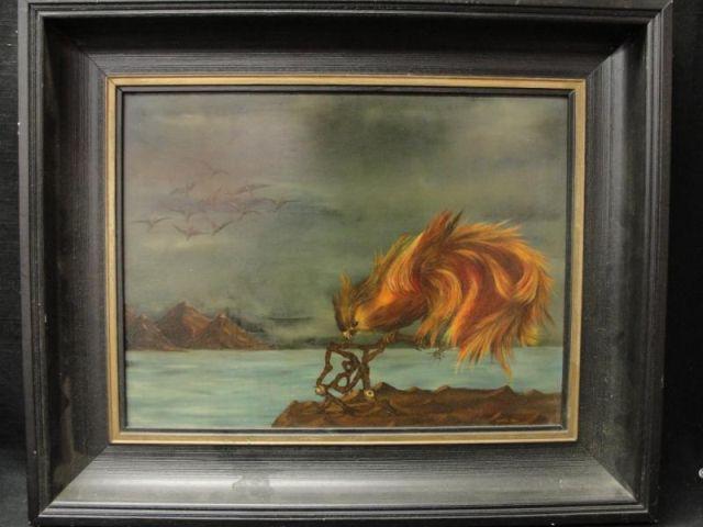 1979 Oil on Board of Surrealist