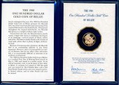 1980 BELIZE $100 GOLD PROOF CO