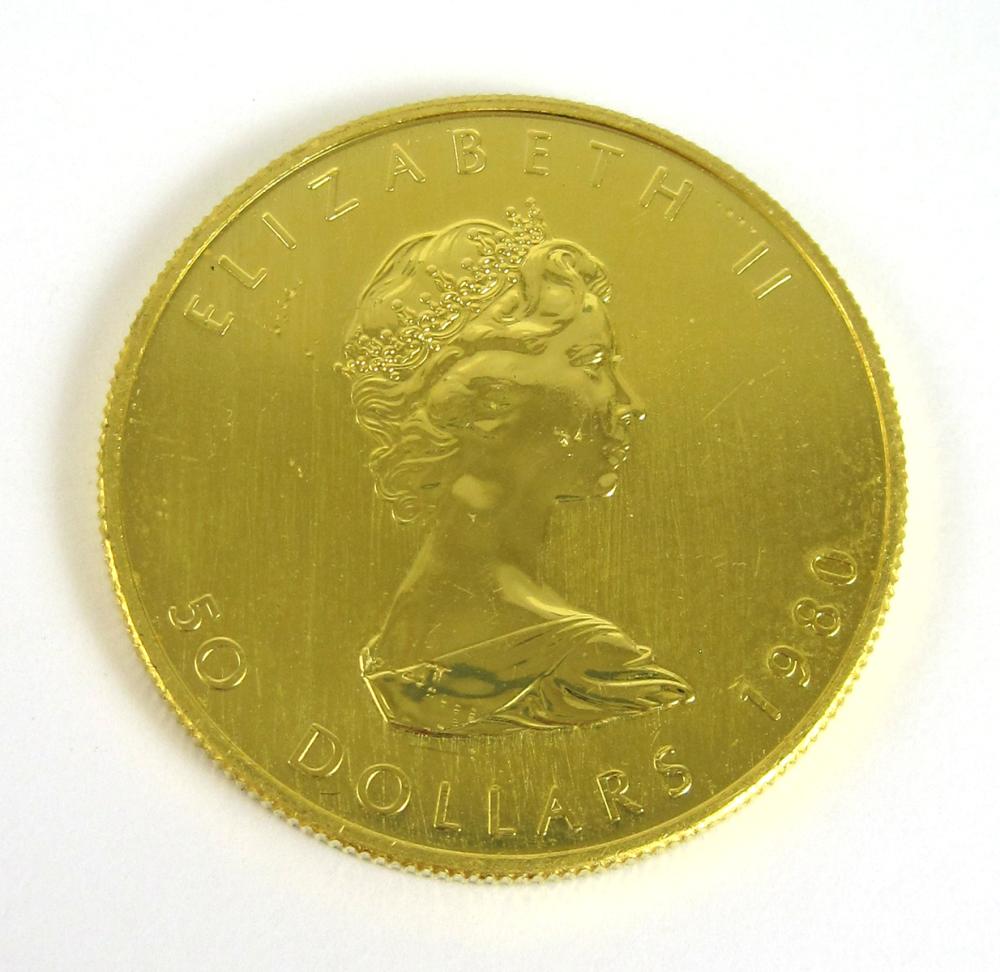 1980 CANADIAN MAPLE LEAF GOLD COIN,