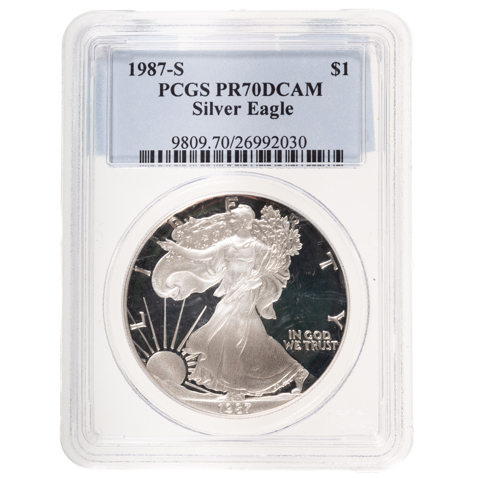 1987-S SILVER EAGLE PCGS PR 70 DCAM
