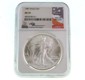 1987 SILVER EAGLE NGC MS70 HAN