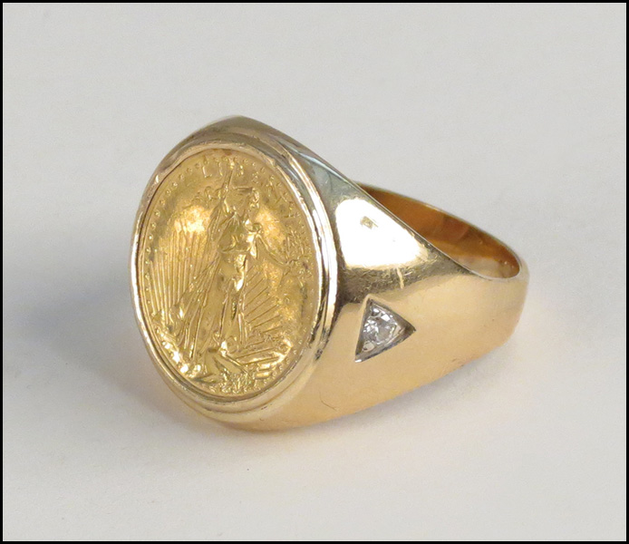 1990 GOLD LIBERTY COIN. Mounted