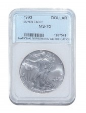 1993 SILVER EAGLE NNC MS-70 Th