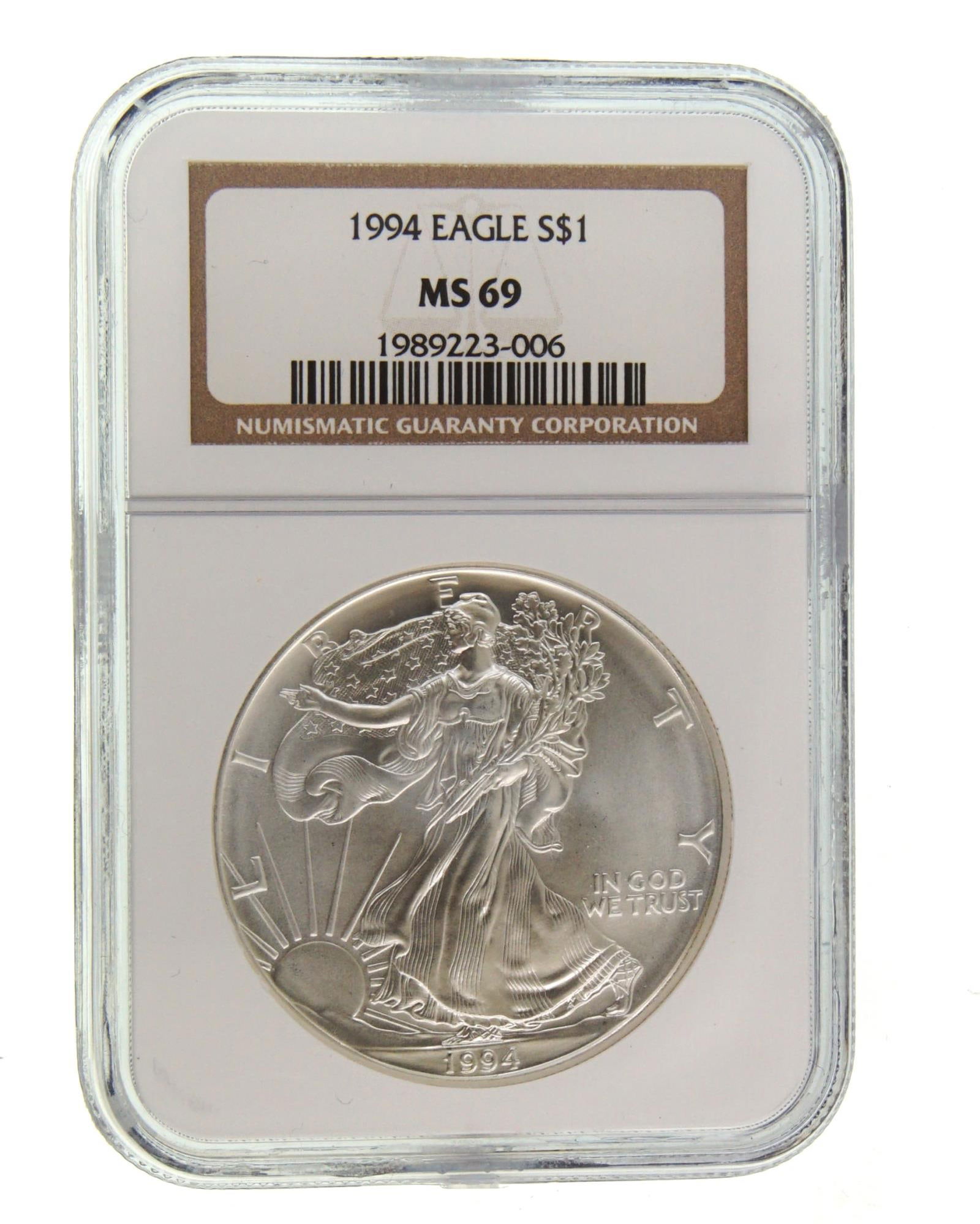 1994 SILVER EAGLE NGC MS69Designer: