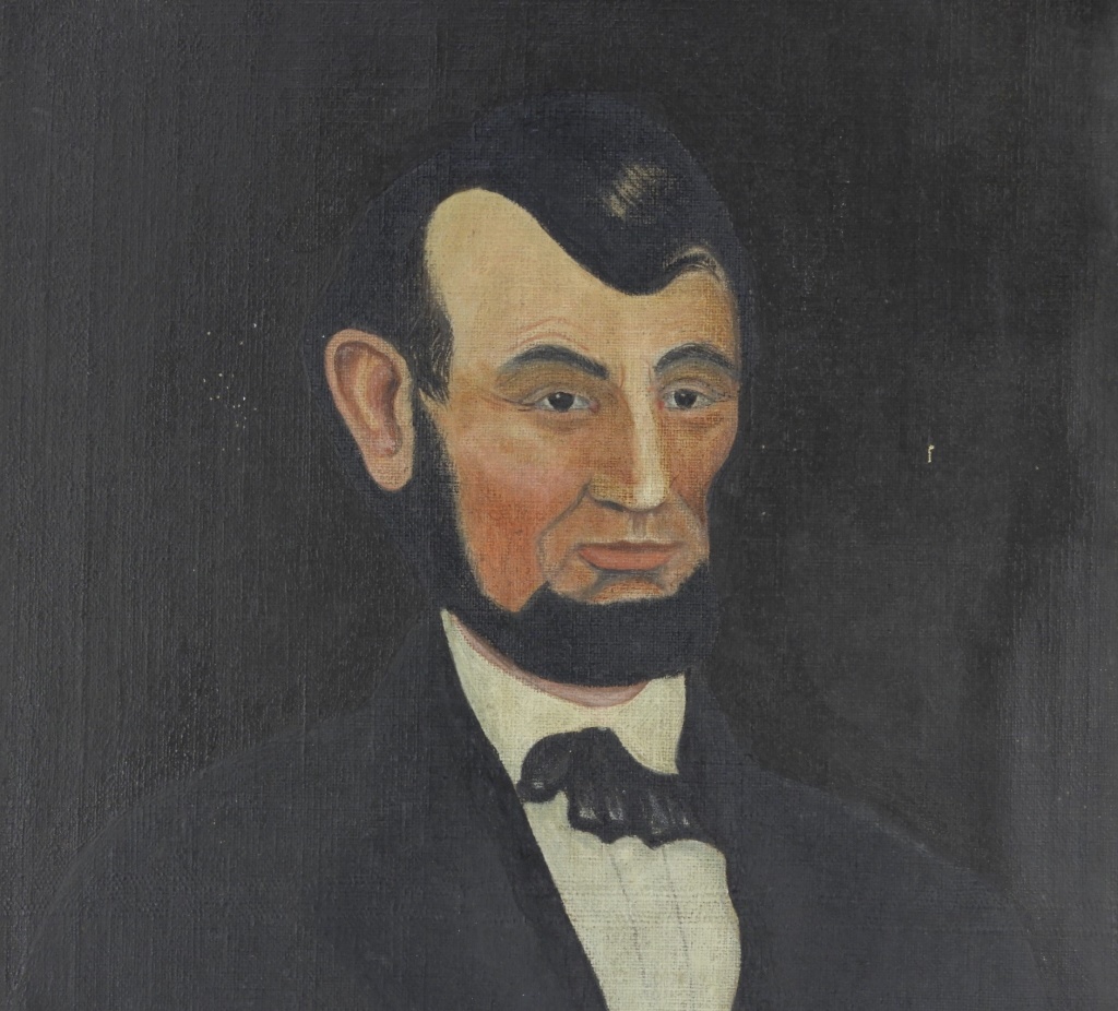 19C ABRAHAM LINCOLN FOLK ART O/C