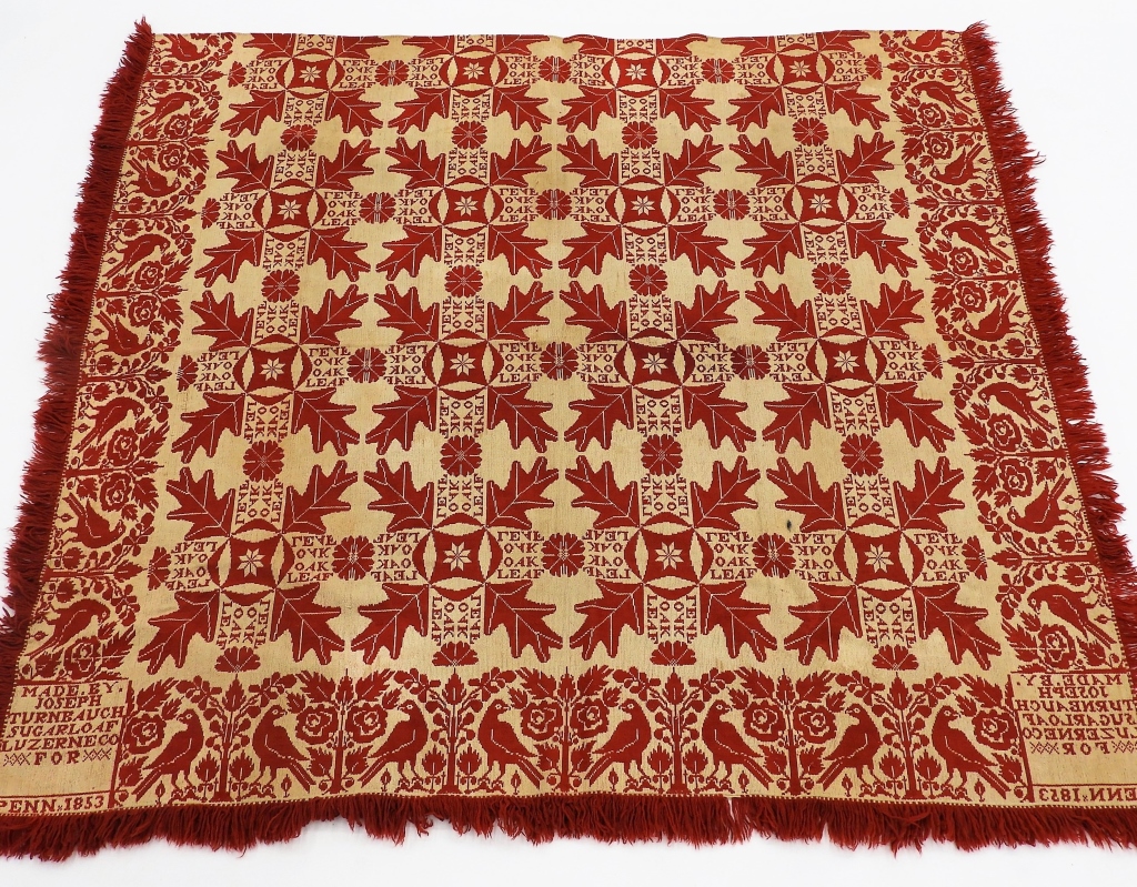 19C AMERICAN JACQUARD RED OAK
