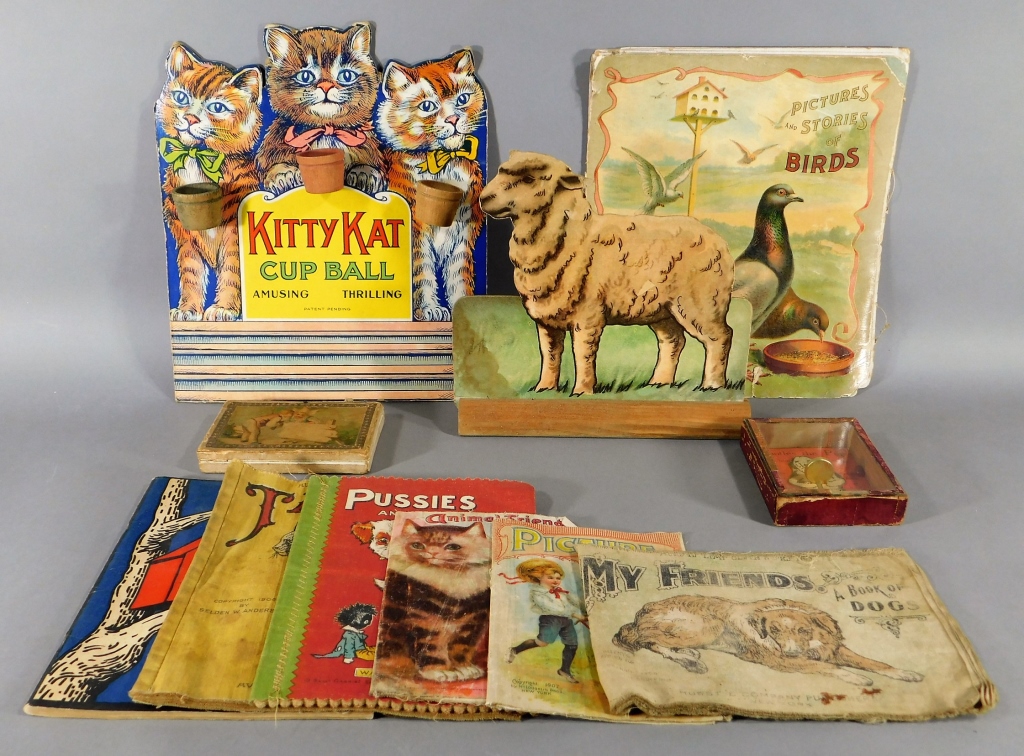 19C ANTIQUE CHILD'S CAT TOY GAME