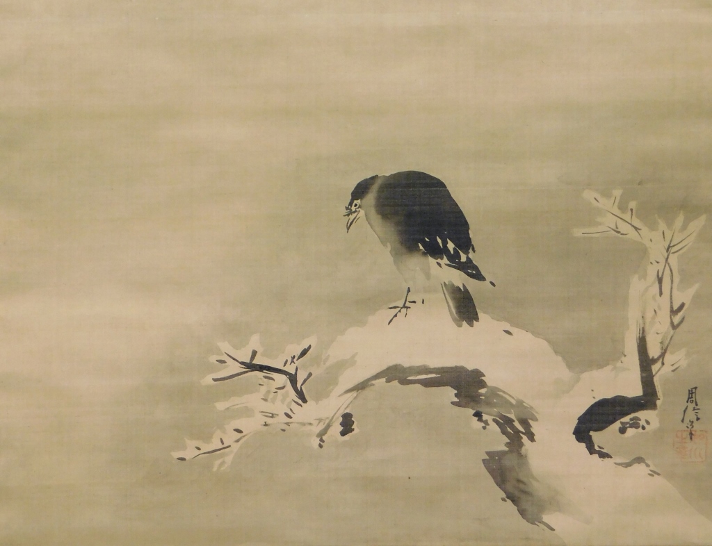 19C CHINESE BIRD WINTER LANDSCAPE