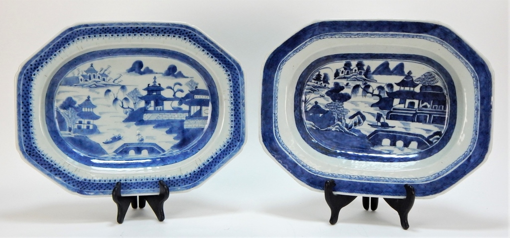 19C CHINESE CANTON BLUE AND WHITE