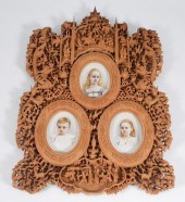 19C CHINESE EXPORT CARVED FRAM