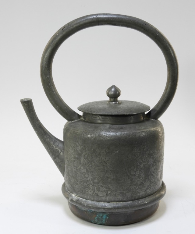 19C. CHINESE PEWTER & COPPER TEAPOT