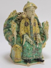 19C CHINESE SANCAI SEATED EMPE