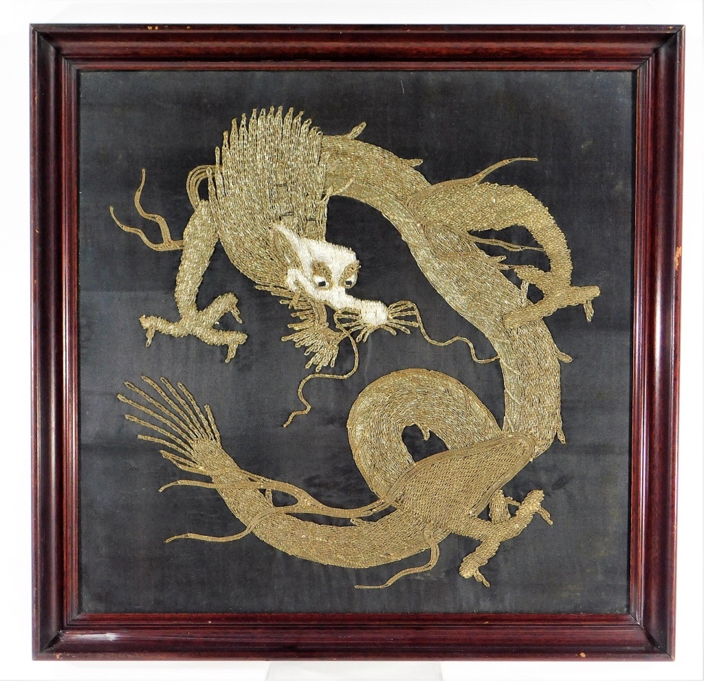 19C CHINESE SILVERED THREAD SILK