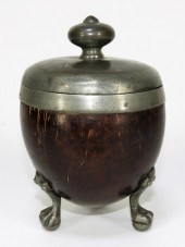 19C ENGLISH PEWTER MOUNTED COC