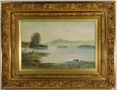 19C EUROPEAN BUCOLIC COWS WC L