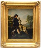 19C FARM BOY & ANIMAL GENRE PA