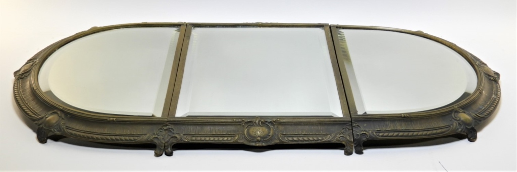 19C. FRENCH BRONZE PLATEAU MIRROR