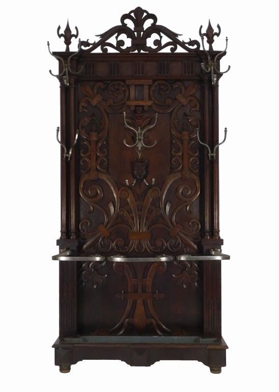 19C FRENCH CARVED OAK WOOD CANE