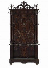 19C FRENCH CARVED OAK WOOD CAN