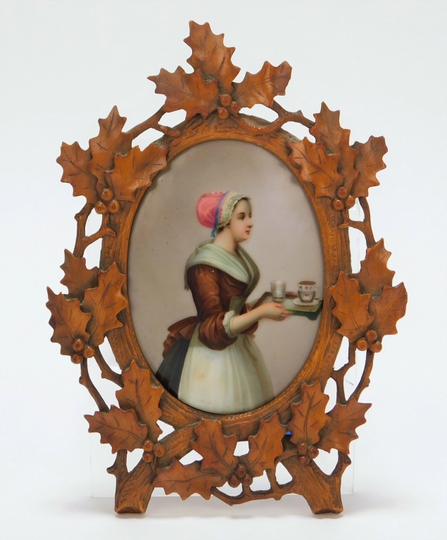 19C GERMAN PAINTED PORCELAIN PLAQUE