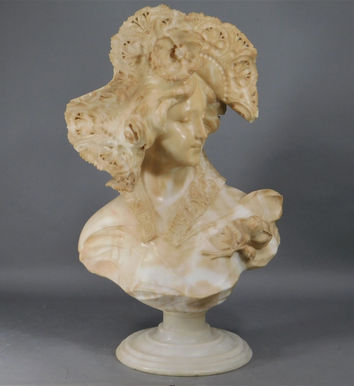 19C ITALIAN CARVED ALABASTER BUST