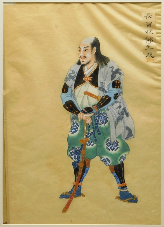 19C JAPANESE SAMURAI WC PAINTING