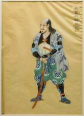 19C JAPANESE SAMURAI WC PAINTI
