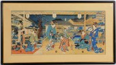 19C JAPANESE TRIPTYCH WOODBLOC