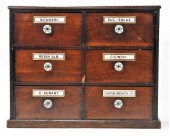 19C. MAHOGANY 6 DRAW APOTHECAR