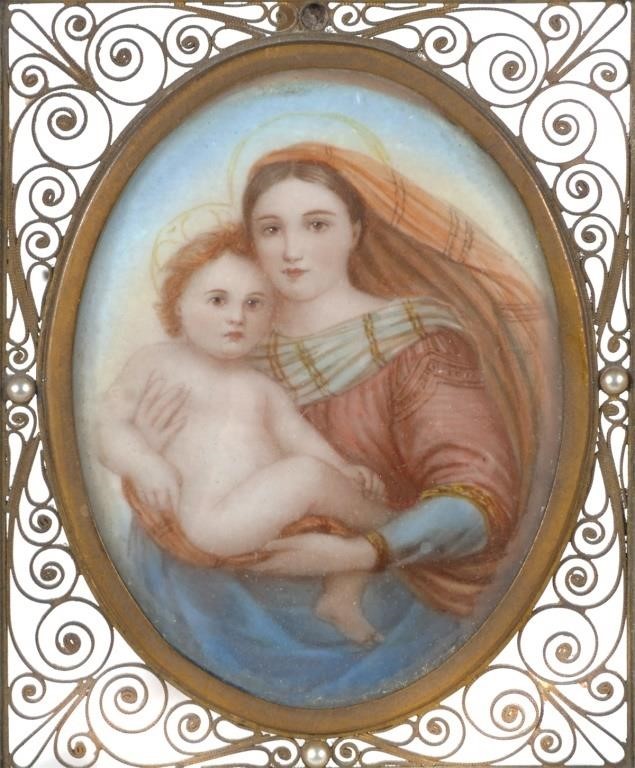 19C MINIATURE MADONNA & CHILD