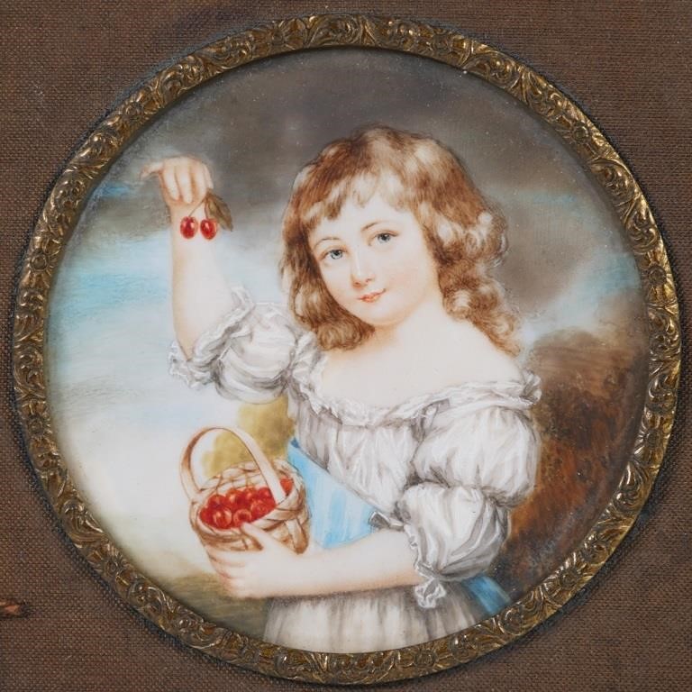 19C MINIATURE PORTRAIT OF GIRL WITH