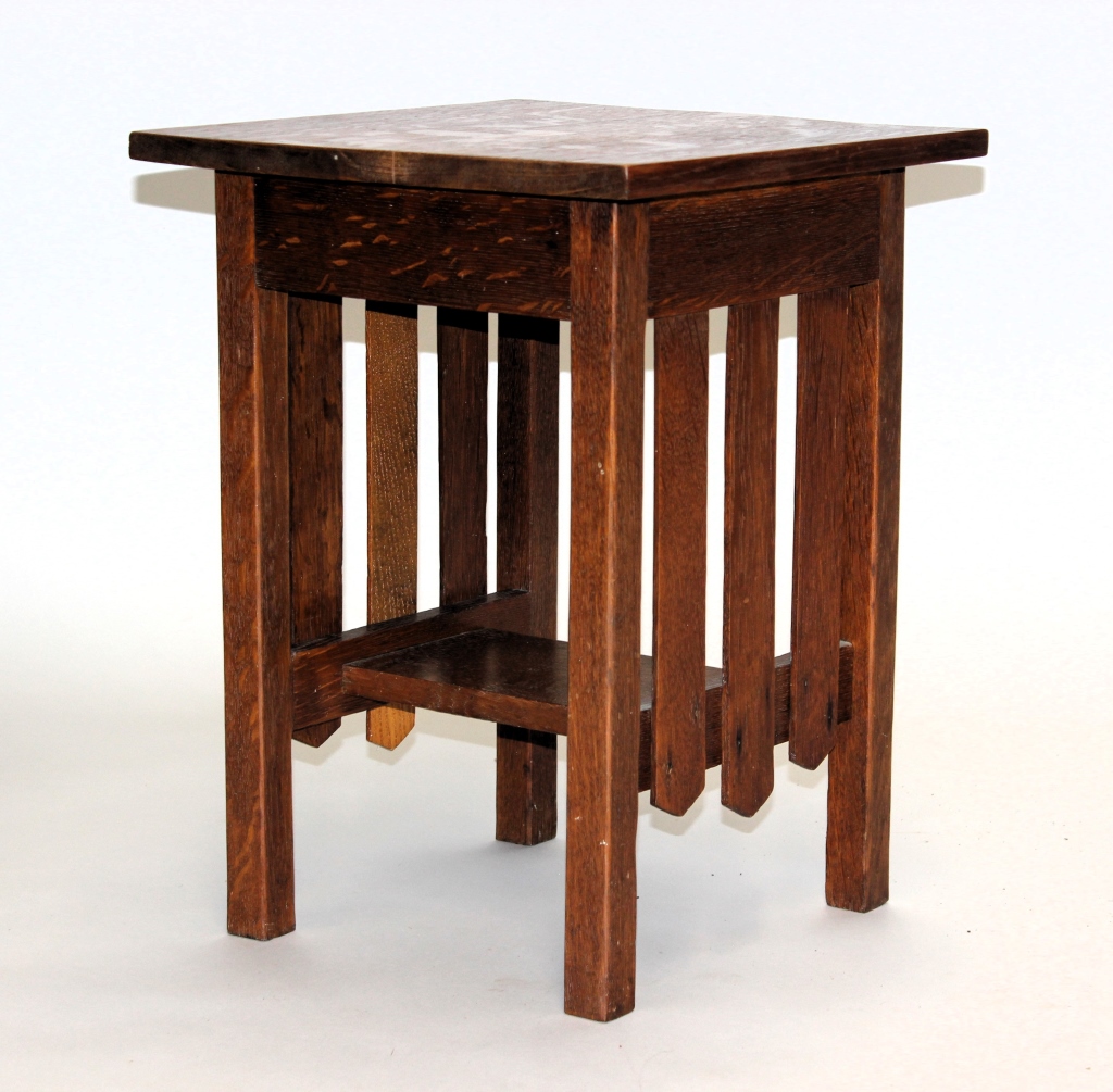 19C MISSION OAK SLAT SIDE STOOL