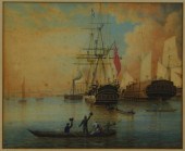 19C NAVAL CELEBRATION WATERCOL