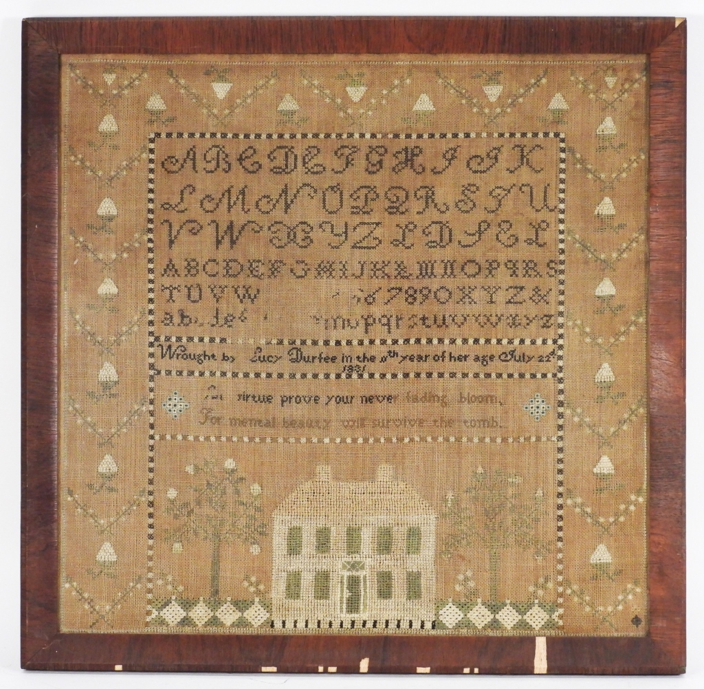 19C NEW ENGLAND 1831 EMBROIDERED