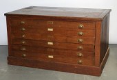 19C OAK MAP PRINT PAPER COLLEC