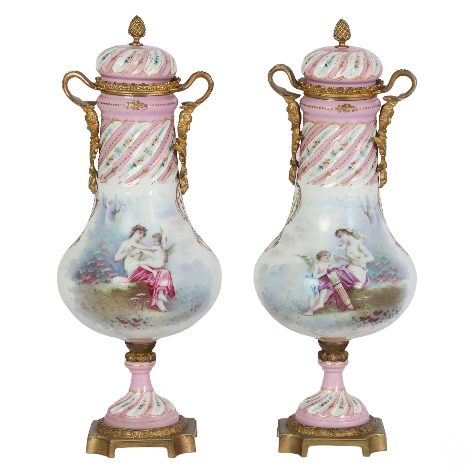 19C PAIR OF SERVES PORCELAIN DORE