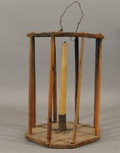 19C PRIMITIVE HANGING WOOD CAN