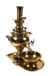 19C RUSSIAN BRASS SAMOVARAntiq