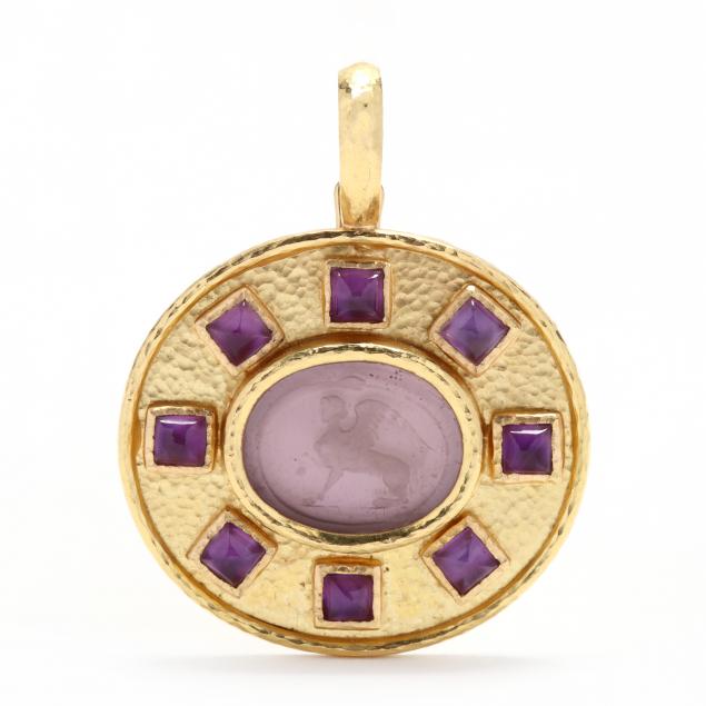 19KT GOLD, PURPLE VENETIAN GLASS