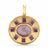19KT GOLD, PURPLE VENETIAN GLA