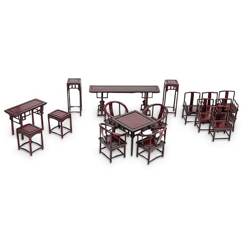 (19PC) ANTIQUE CHINESE DOLLHOUSE